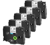 5 Paquete de 18 mm Flexible Lamined Ribbon Compatible con TZE-FX241 Black on White Label Tape para impresoras de Etiqueta