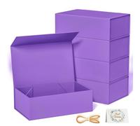 5 Paquetes de Cajas de Regalo, 24 x 15 x 7.6 cm Cajas de Regalo para Regalos con Tapas Cierre Magnético Rectangulares Colapsables para Caja de Propuesta de Padrino, Boda, Navidad, Halloween, Regalo de