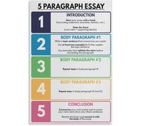 5 Paragraph Essay Writing Guide Chart Poster for English Learning and Teaching(Unframed,08x12inch(20x30cm))