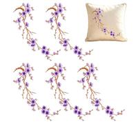 5 parches bordados de flor de ciruelo, 36 x 15 cm, parches bordados de flores, parches bordados para planchar para agujeros, jeans, vestidos, mochilas, sombreros, ropa de bricolaje
