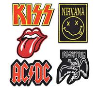 5 Parches para Ropa (Rock Band/Rock and Roll) - Termoadhesivos, Bordados, de Hierro para Vaqueros, Chaquetas, Mochilas