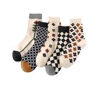 5 Pares Calcetines de Algodón de Flores Vintage Colores Divertidos Calcetines Divertidos Mujer Estampados de Fantasía Arte