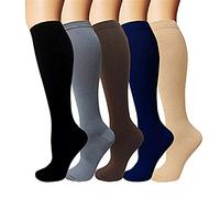 5 Pares Calcetines Medias de Compresión para Hombres y Mujeres, Running, Deporte, Correr, Senderismo, Volar, Viajar, Varicosas, Embarazo y Médicos Regalo de Navidad