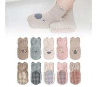 5 Pares de Calcetines Antideslizantes Bebé, Calcetines Antideslizantes de Algodón, Meias antiderrapante criança, calcetines de dibujos animados con agarre para Bebés, para Niño Niña