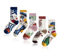5 pares de calcetines, calcetines de algodón para mujer, calcetines de moda, absorber el sudor, se pueden usar en todas las estaciones, adecuados para cumpleaños y días festivos (36-42 yardas)