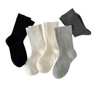 5 pares de calcetines clásicos de canalé para mujer, calcetines de algodón neutro, suaves, transpirables, por encima del tobillo, calcetines puros para vestir, botas, mocasines, pantalones, uso diario