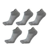5 pares de calcetines con dedos los pies for hombre algodón sólido transpirable proteger el tobillo No Show verano cinco Sokken para Correr, Fitness, Deporte(Grey)