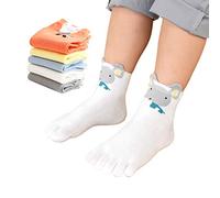 5 pares de calcetines con dedos para niños, calcetines de algodón, para niño/niña, calcetines divertidos de dibujos animados, animales lindos, calcetines para zapatillas, Colores mixtos., 3-7 años