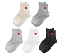 5 Pares De Calcetines Con Estampado De Amor, Calcetines Hasta Media Pantorrilla Para Mujer, Calcetines Lindos, Calcetines Elásticos Y Suaves, Calcetines Cálidos, Calcetines Para El Hogar