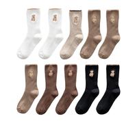 5 Pares De Calcetines Con Estampado De Ositos, Calcetines Para Mujer, Bonitos Calcetines, Calcetines Hasta La Pantorrilla, Calcetines Elásticos Y Suaves, Calcetines Cálidos