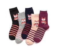 5 Pares De Calcetines Con Estampado De Zorro, Calcetines De Animales De Dibujos Animados, Calcetines Bonitos Para Mujer, Calcetines Cálidos, Calcetines Suaves A Media Pantorrilla