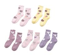 5 Pares De Calcetines Con Patrón De Amor, Lindos Calcetines De Felpa, Calcetines De Lana De Coral, Calcetines Cálidos, Calcetines De Piso Para El Hogar Para Mujer