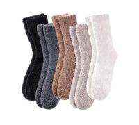 5 pares de calcetines de forro polar súper suaves y mullidos para invierno para dormir en casa, calcetines térmicos esponjosos y acogedores a media pantorrilla, colores surtidos