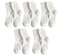 5 Pares De Calcetines De Lana Blancos, Calcetines Gruesos Y Cálidos, Bonitos Calcetines Para Mujer, Calcetines Suaves Y Cómodos, Calcetines De Invierno Esponjosos