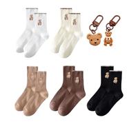 5 Pares De Calcetines De Oso, 2 Etiquetas De Oso, Lindos Calcetines De, Patrones De Bordado De Oso, Juegos De Pelota para Correr Y Al Aire Libre, Regalos para Ancianos Y Amigos De Vacaciones.