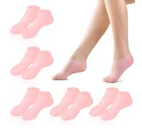 5 pares de calcetines de silicona para pies secos agrietados para mujer, calcetines hidratantes de silicona hidratantes, calcetines hidratantes rosas para mujer, se utilizan para cuidar e hidratar los