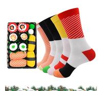 5 Pares De Calcetines De Sushi, Calcetines Creativos De Algodón De Tubo Medio Para Sushi, Calcetines Creativos Con Diseño De Caja Con Comida De Sushi Divertida Y Extraña, Para Hombres Y Mujeres