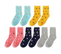5 Pares de Calcetines Estampados con Animales y Dibujos Animados, Media Pantorrilla, Elásticos Suaves y Cálidos para Mujer