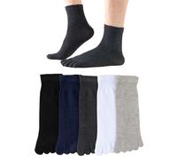 5 Pares de Calcetines Tabi Media Pantorrilla, 5 Dedos, Algodón Suave y Transpirable, Deportivos para Hombre