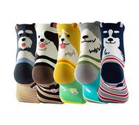 5 Pares De Calcetines Tridimensionales Con Orejas De Perro, De Animales De Dibujos Animados, Tubo Medianos Divertidos Y Lindos, De AlgodóN Peinado Para Mujer