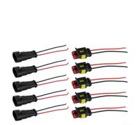 5 pares de conectores de cable de alambre sellados de 12 V y 2 pines IP67, terminales de crimpado impermeables con sello de silicona para aplicaciones automotrices, motocicletas, camiones, caravanas