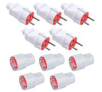 5 pares de conectores Schuko, 250 V, 16 A, IP20, de goma, para exteriores, con protección de contacto, 2 polos, resistente al agua, color blanco