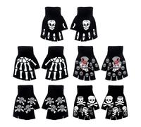5 Pares De Guantes Con Patrón De Calavera, Guantes Sin Dedos, Guantes Con Personalidad A La Moda, Guantes De Ciclismo, Guantes De Punto, Guantes Cálidos