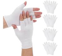 5 pares de guantes de algodón para dermatitis atópica, guantes blancos sin dedos, guantes hidratantes para manos secas, dormir, pantalla táctil, spa tratamiento de la piel