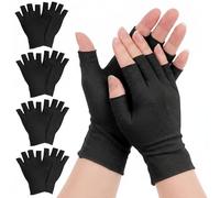 5 pares de guantes de algodón para dermatitis atópica, guantes sin dedos negros, guantes hidratantes para manos secas, dormir, pantalla táctil, spa tratamiento de la piel