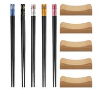 5 pares de palillos, 5 soportes para palillos, palillos reutilizables, juego de palillos, soporte para palillos, palillos antideslizantes, herramientas de cocina, palillos de fibra creativos