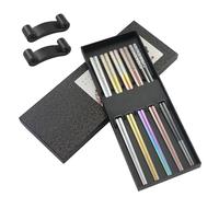 5 pares de palillos aptos para lavavajillas, 5 colores de acero inoxidable, juego de regalo de metal, apto para lavavajillas, lavables, antideslizantes, para casa, restaurante, camping