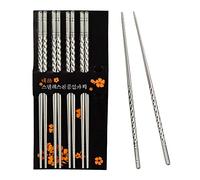 5 pares de palillos chinos japoneses coreanos de acero inoxidable (B)