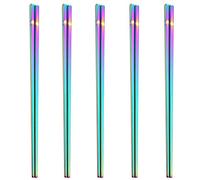 5 pares de palillos de acero inoxidable 9.05 "palillos de metal ligero reutilizables vajilla vajilla para restaurante en casa
