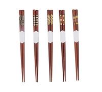 5 pares de palillos de madera japoneses, palillos de cocina reutilizables, patrón ranurado de sándalo rojo, regalo elegante tradicional para amigos de la familia