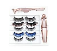 5 Pares de PestañAs Postizas MagnéTicas de Color de Estilo Mixto de Pinzas Delineador de Ojos a de Agua PestañAs Postizas MagnéTicas Gruesas