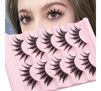 5 pares de pestañas puntiagudas estilo tailandés 3D, aspecto húmedo, pestañas largas de manga para cosplay, pestañas de anime, maquillaje japonés, pestañas 3D Little Devil, belleza dramática para