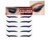 5 pares de plantillas autoadhesivas con purpurina, delineador de ojos, herramienta de delineador de ojos, pegatinas para maquillaje, delineador de ojos con alas Lambo