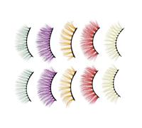 5 Pares Pestañas Postizas Coloridas de Halloween, Suaves 3d | Simuladas, para Noche y Sesión Fotográfica, Accesorio Ocular, Estilo Abundante, Acabado Multicolor