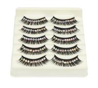 5 Pares Pestañas Postizas, Fibra Química, con Diamante, Halloween | Efecto Llamativo y Reutilizable, Curva Elegante, para Cosplay y Maquillaje de Sesión Fotográfica