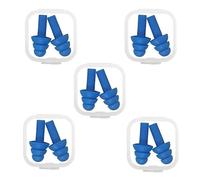 5 Pares Tapones para Oídos de Silicona Reutilizables - Reducción de Ruido, Impermeables para Natación, Dormir, Trabajar, Estudiar en Lugares Ruidosos - Azul