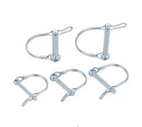 5 pasadores de bloqueo de alambre, 6 mm x 40 mm, en forma de D, pasador de enganche con arco redondo, pasador de acoplamiento de seguridad para remolques de granja, césped, jardín