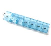 5 pastilleros para 7 días, 7 compartimentos, con llavero, color azul