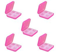 5 pastilleros portátiles para medicamentos, dispensador de píldoras sellado con 4 compartimentos, organizador de píldoras de viaje, organizador de pastillas pequeño (rosa)