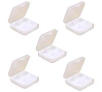 5 pastilleros portátiles para medicamentos, dispensador de píldoras sellado con 4 compartimentos, organizador de píldoras de viaje, organizador de pastillas pequeño (blanco)