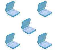 5 pastilleros portátiles para medicamentos, dispensador de píldoras sellado con 4 compartimentos, organizador de píldoras de viaje, organizador de pastillas pequeño (azul)