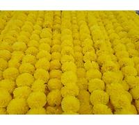 DECORATION CRAFT Guirnalda de Flores Artificiales de caléndula Amarilla de 5 pies para Fiestas, Bodas, Festivales Diwali Mehndi Pooja y decoración Tradicional India, decoración del hogar, Accesorios