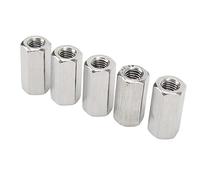 5 PCS 35 mm 304 Tuerca de acoplamiento hexadecimal de acero inoxidable M10 con diseño de seis lados, conector para varillas roscadas, pernos hardware colgante