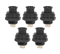 5 Pcs 4 Pin Front Panel Mount Socket, Threaded Aviation Connector with 7/16in 28UNS Thread, IP67 Waterproof Welding Wiring Socket for Outdoor LED Solar Automation Equipment