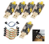 5 Pcs Adaptador USB UART-TTL con Chip CH340G, Conversor de 3.3V y 5V, Módulo Serial con Cables Jumper de 20 cm, Compatible con Arduino, Raspberry Pi y Proyectos Electrónicos