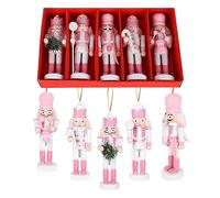5 Pcs Cascanueces Soldado Rosa,13 cm de Navidad de Madera Soldado Cascanueces,Adornos Cascanueces de Navidad, Cascanueces de Madera Set Soldados para la decoración del árbol de Navidad
